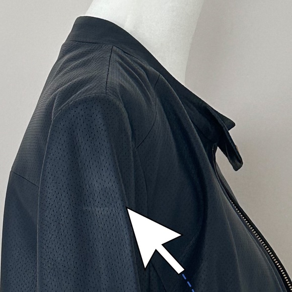 Cropped, indigo blue, perforated leather jacket - Picture 11 of 16